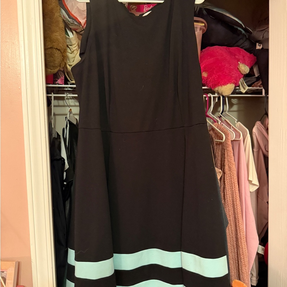 Calvin Klein Black and Green A-Line Mini Dress